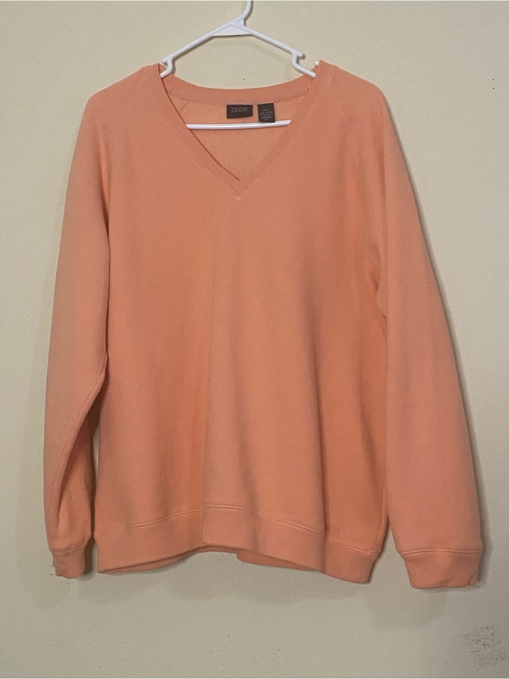Izod XL Women's Ladies Solid Peach Vneck Sweatshirt Top Soft Knit